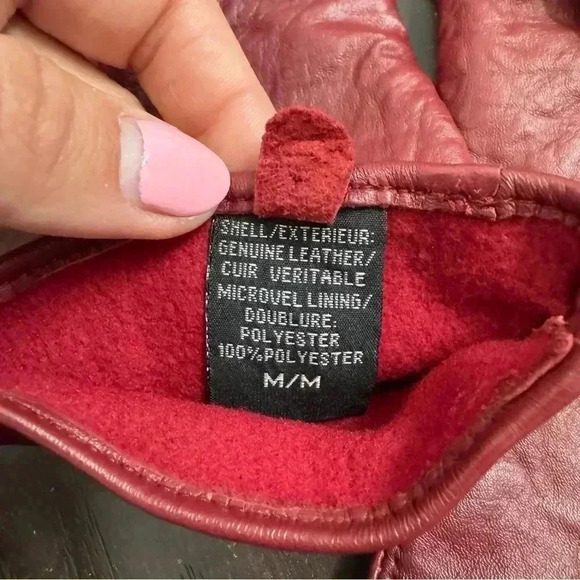 Denver  Hayes vintage genuine leather gloves cherry red M - Picture 6 of 6